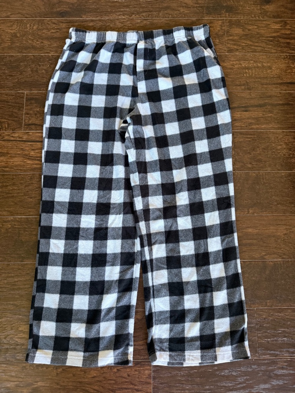 Kinnly Men’s XL Buffalo Plaid Fleece Pajama Lounge Pants Black White